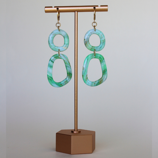 Aria Green Marble Earrings