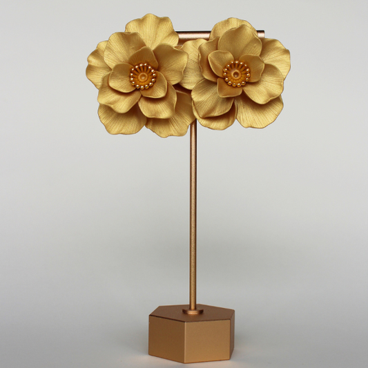 Golden Bloom Flower Studs