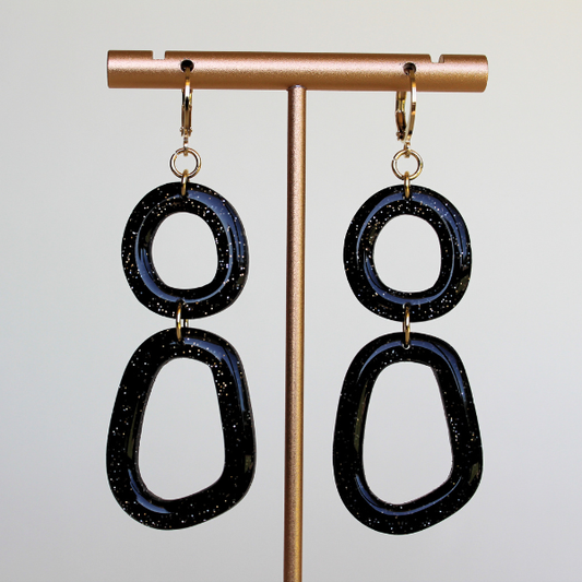 Aria Black Glitter Earrings