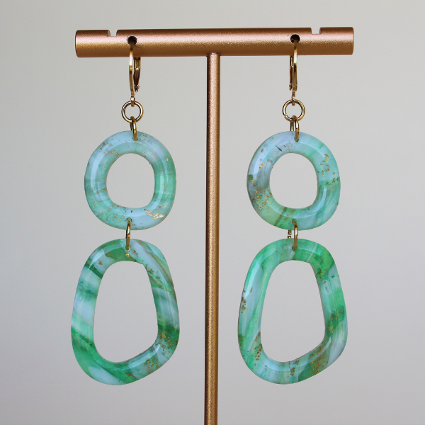 Aria Green Marble Earrings