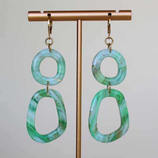 Aria Green Marble Earrings