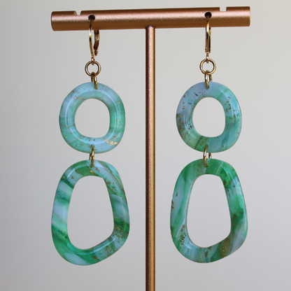 Aria Green Marble Earrings