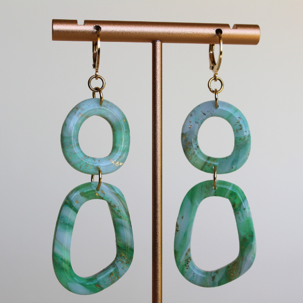 Aria Green Marble Earrings