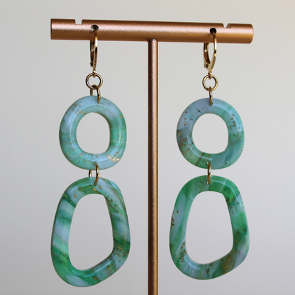 Aria Green Marble Earrings