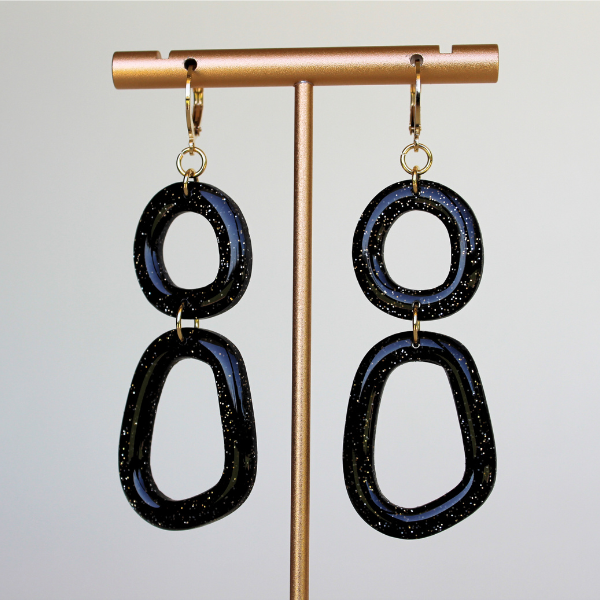 Aria Black Glitter Earrings