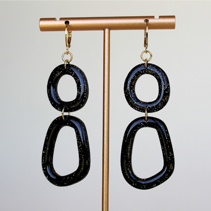 Aria Black Glitter Earrings