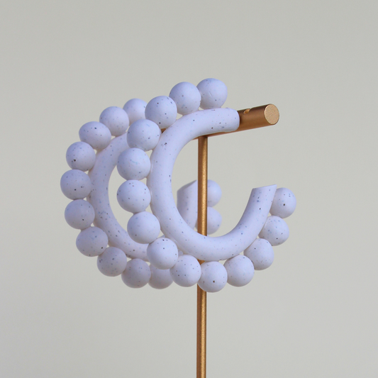Granite Halo - White Hoop Earrings