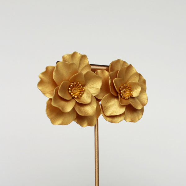 Golden Bloom Flower Studs