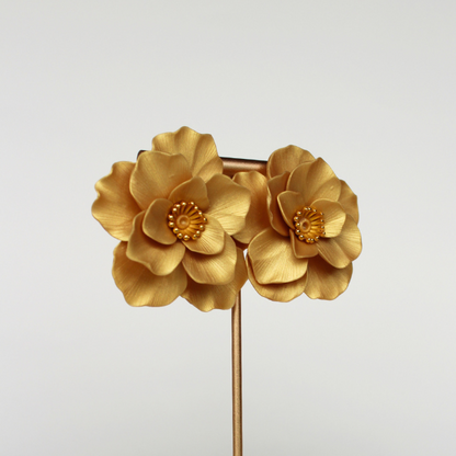 Golden Bloom Flower Studs