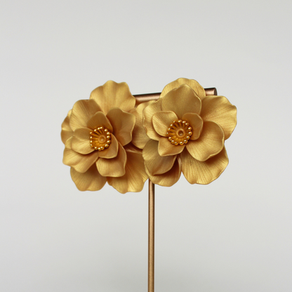 Golden Bloom Flower Studs