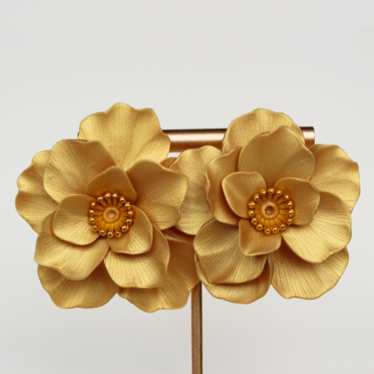 Golden Bloom Flower Studs