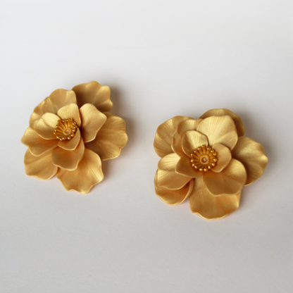 Golden Bloom Flower Studs