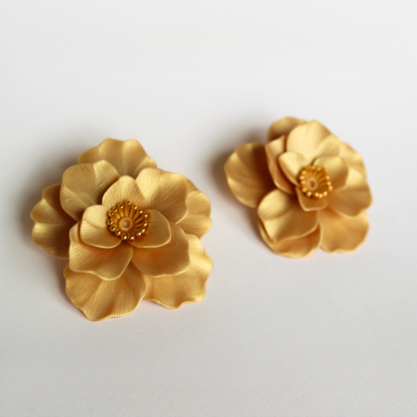 Golden Bloom Flower Studs