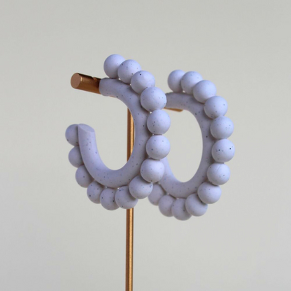Granite Halo - White Hoop Earrings