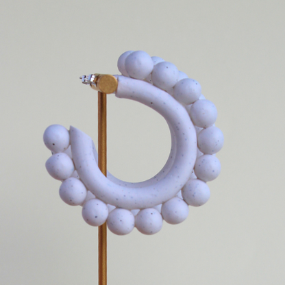 Granite Halo - White Hoop Earrings