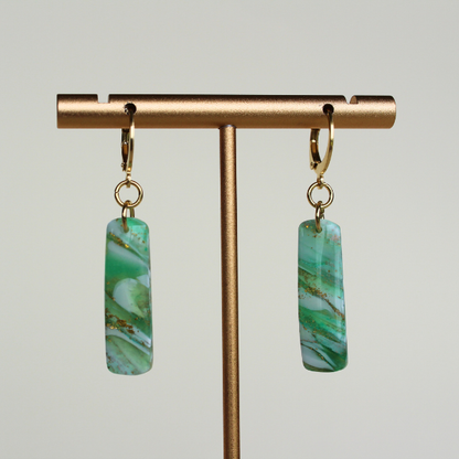Twilight Green Marble Earrings