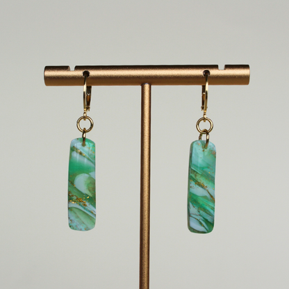 Twilight Green Marble Earrings