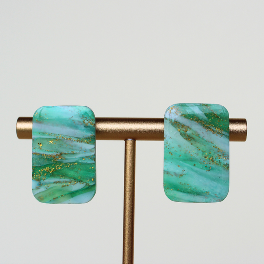 Vero Green Marble Studs