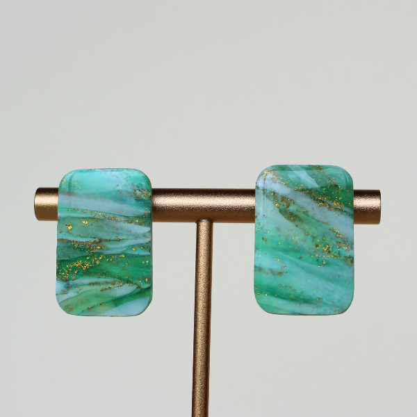 Vero Green Marble Studs